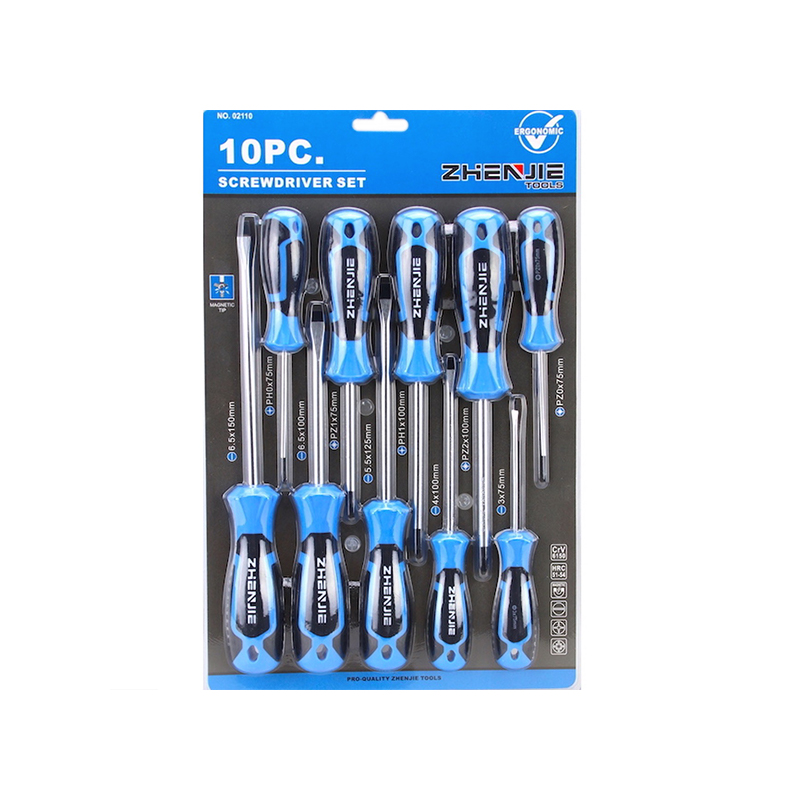 10pcs Ergonomically Designed Handle Slotted Phillips Pozidriv Screwdriver Set