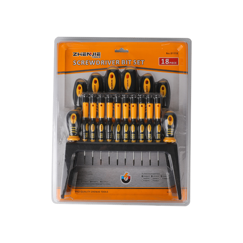 18pcs Plastic Shelf & Double Blister Packaging Slotted Phillips & Torx  Screwdriver Set