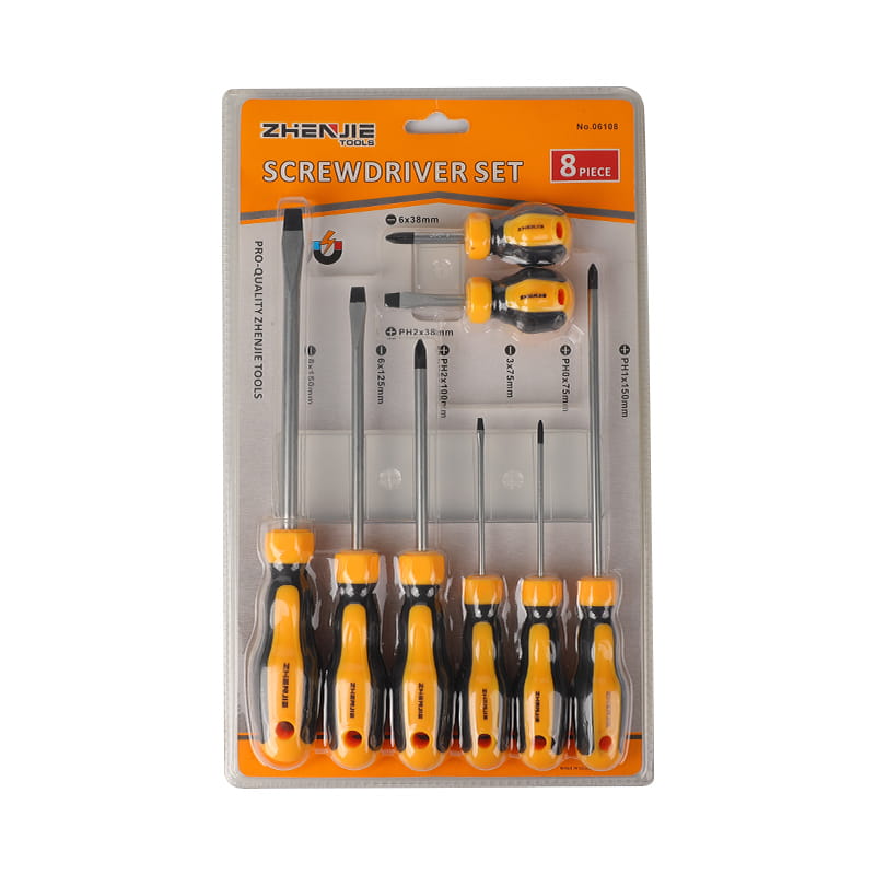 8pcs Slotted & Phillips CRV-Blade Screwdriver Set