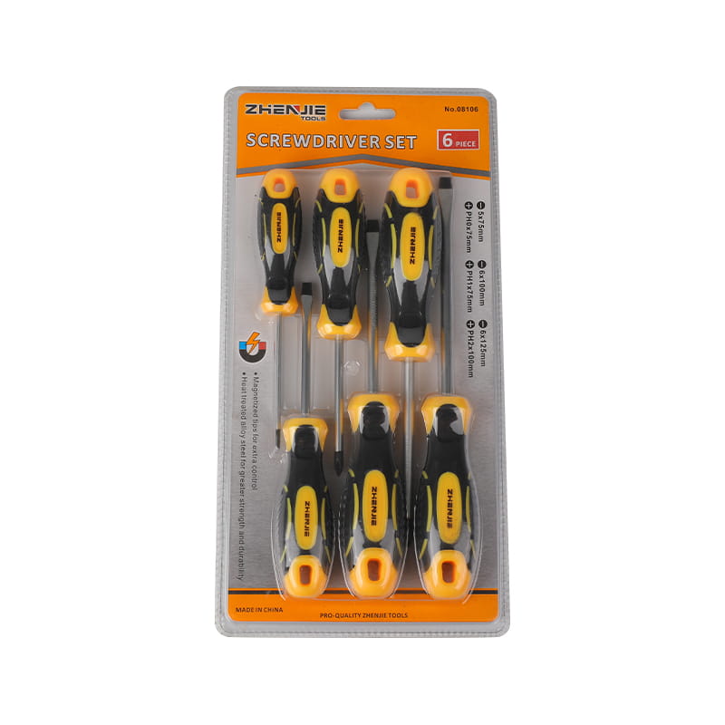 6pcs Magnetized Tip Slotted & Phillips CRV Screwdriver Set