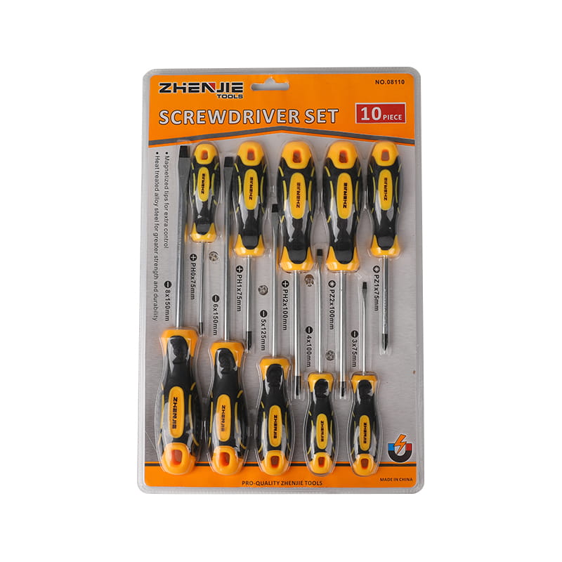 10pcs Slotted Phillips Pozidriv CRV Screwdriver Set