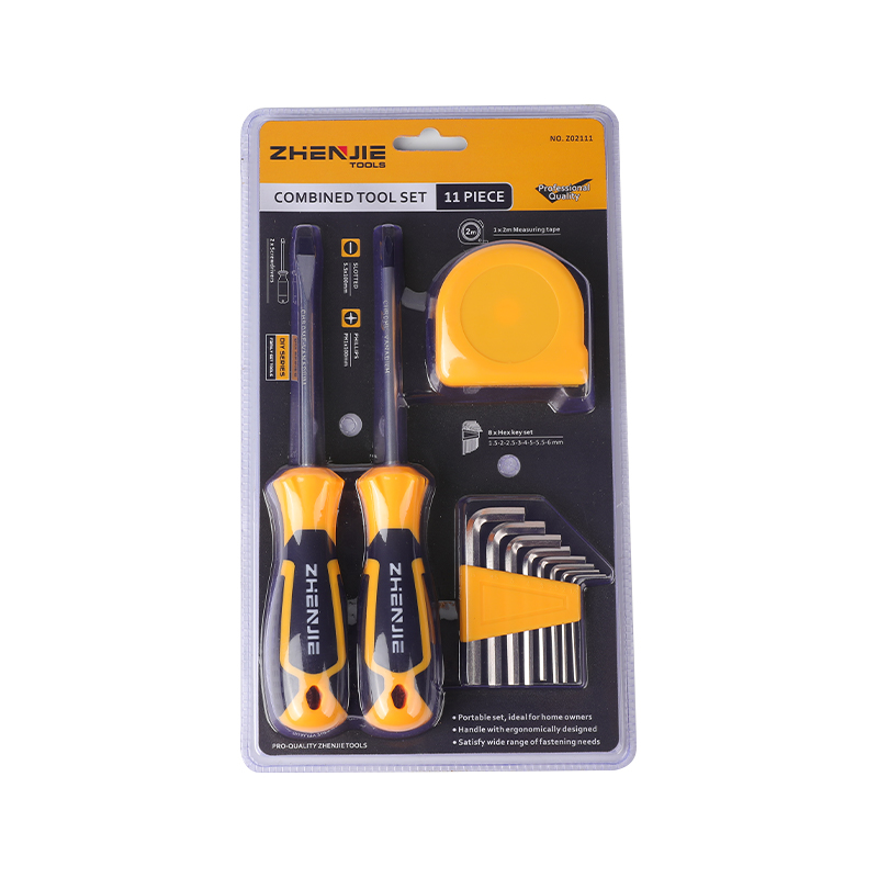 11pcs Slotted & Phillips CRV Screwdriver Hex Key Measure Tape Set