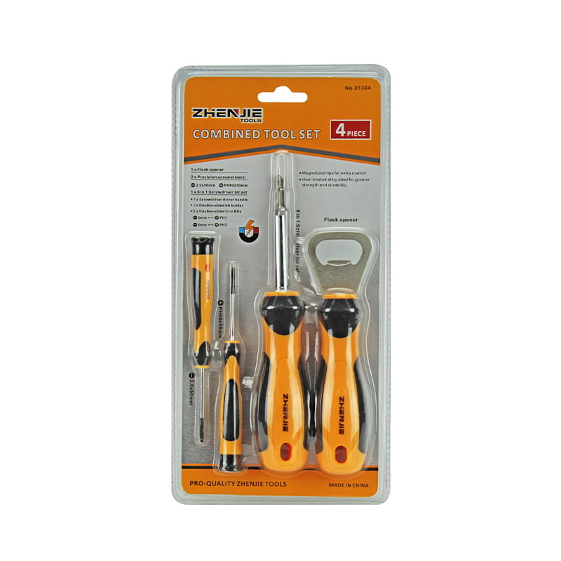 4pcs Slotted & Phillips Screwdriver Flask Opener Wrench Combined Tool Set