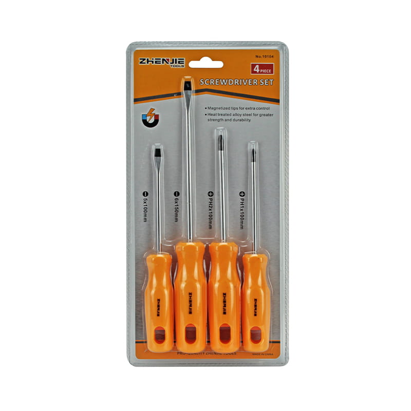 4pcs Double Injected Soft Handle CRV Screwdriver Set 