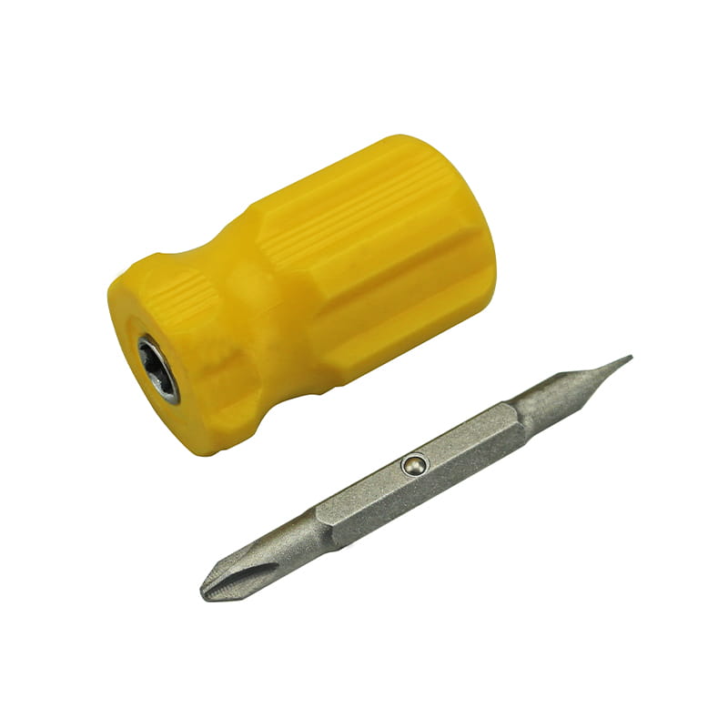 2 in 1 6mm-PH2 Stubby Handle  Double- sided CRV Bit Screwdriver